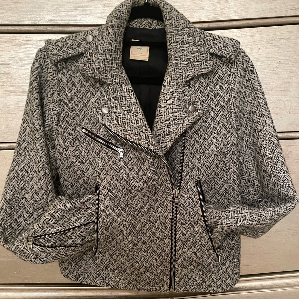 Wool herringbone Moto Jacket